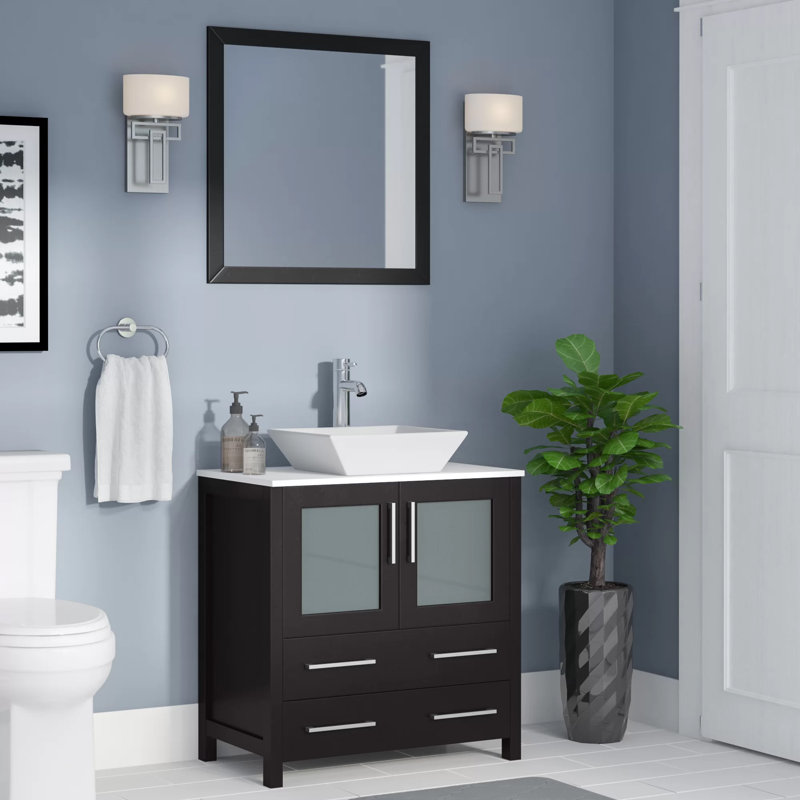 Wade Logan® Karson 30" Single Bathroom Vanity Set with Mirror & Reviews